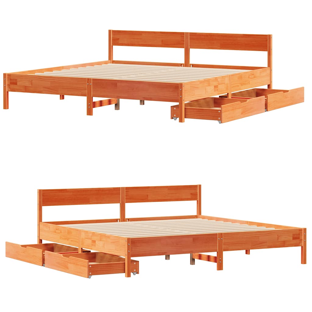 vidaXL Bed Frame without Mattress Wax Brown 200x200 cm Solid Wood Pine