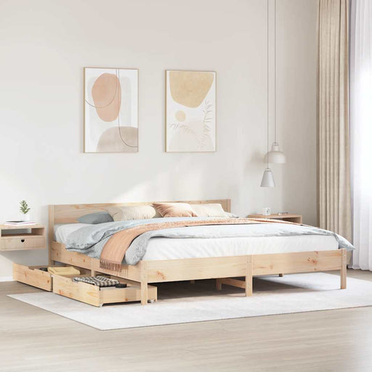 vidaXL Bed Frame without Mattress 180x200 cm Super King Solid Wood Pine