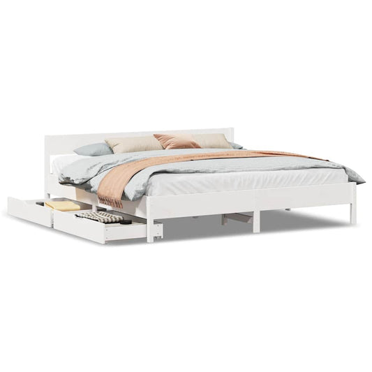 vidaXL Bed Frame without Mattress White 180x200 cm Super King Solid Wood Pine