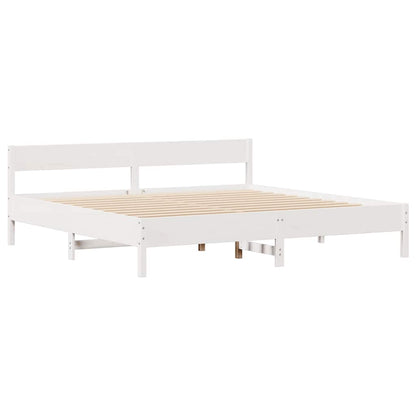 vidaXL Bed Frame without Mattress White 180x200 cm Super King Solid Wood Pine
