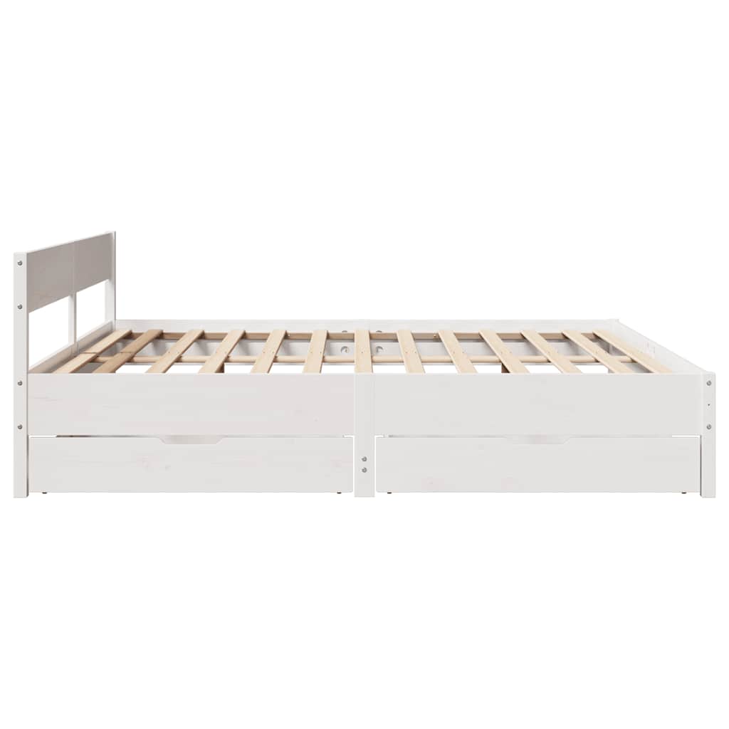 vidaXL Bed Frame without Mattress White 180x200 cm Super King Solid Wood Pine