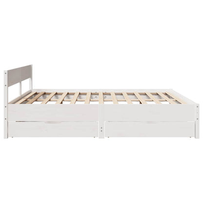 vidaXL Bed Frame without Mattress White 180x200 cm Super King Solid Wood Pine