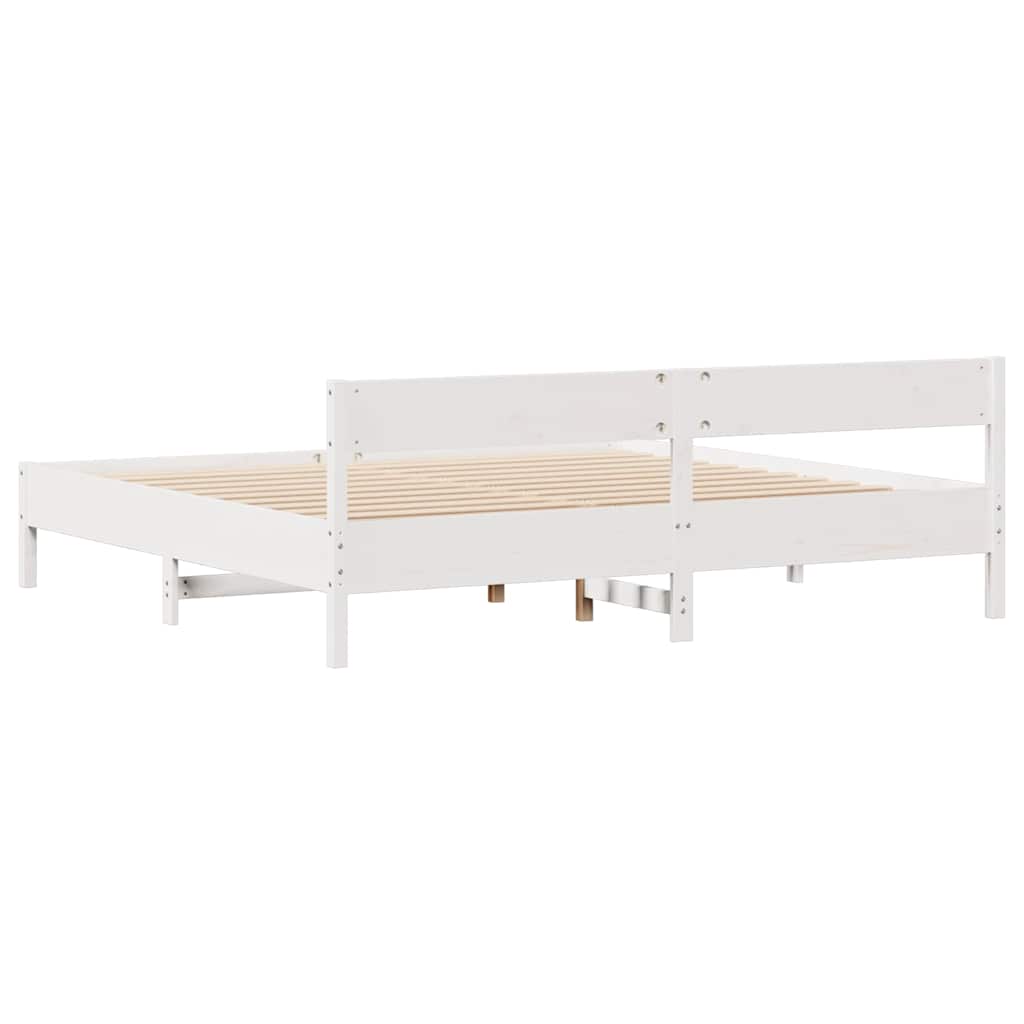 vidaXL Bed Frame without Mattress White 180x200 cm Super King Solid Wood Pine