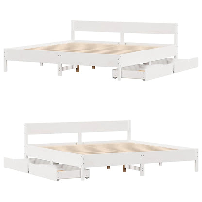 vidaXL Bed Frame without Mattress White 180x200 cm Super King Solid Wood Pine