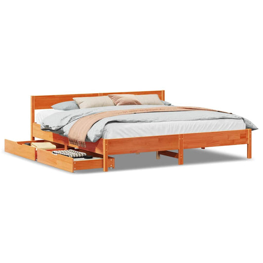 vidaXL Bed Frame without Mattress Wax Brown 180x200 cm Super King Solid Wood Pine