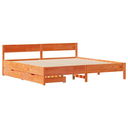 vidaXL Bed Frame without Mattress Wax Brown 180x200 cm Super King Solid Wood Pine