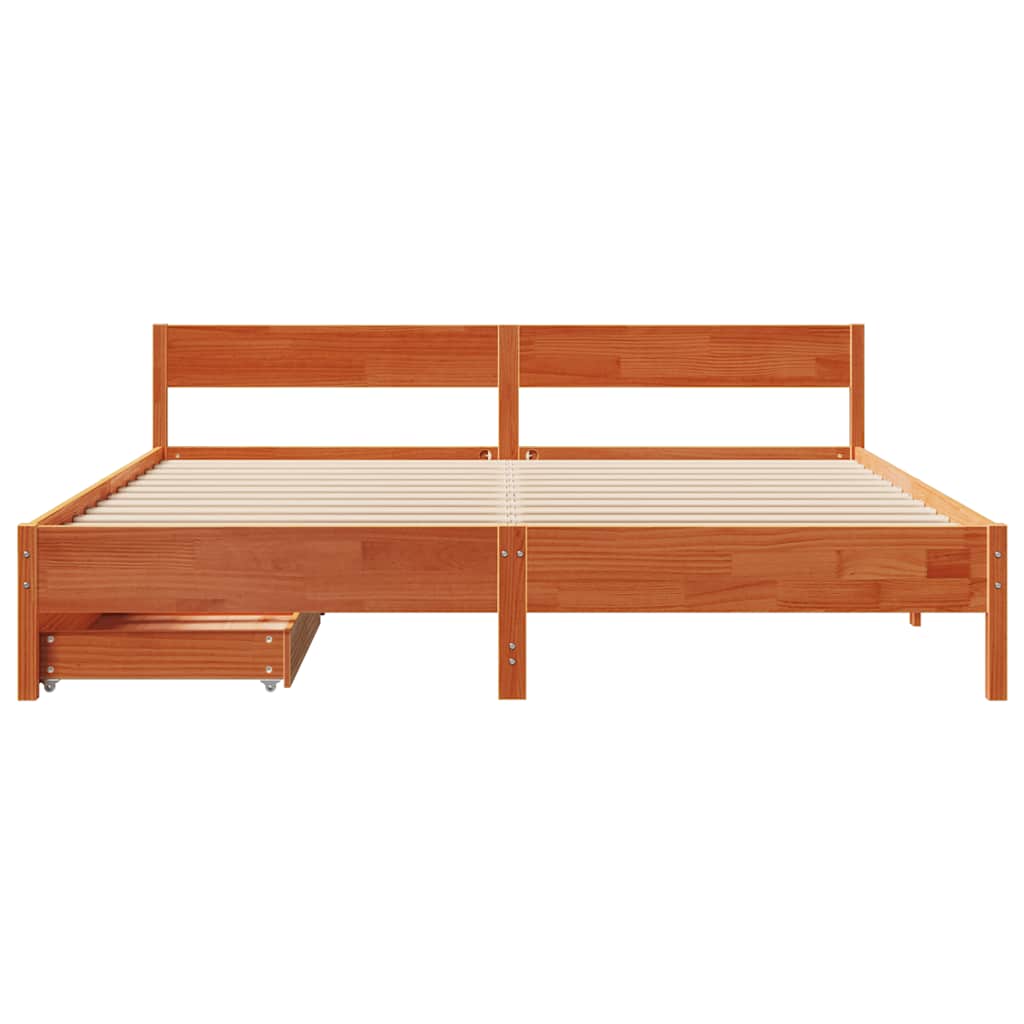 vidaXL Bed Frame without Mattress Wax Brown 180x200 cm Super King Solid Wood Pine