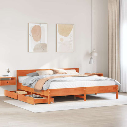 vidaXL Bed Frame without Mattress Wax Brown 180x200 cm Super King Solid Wood Pine