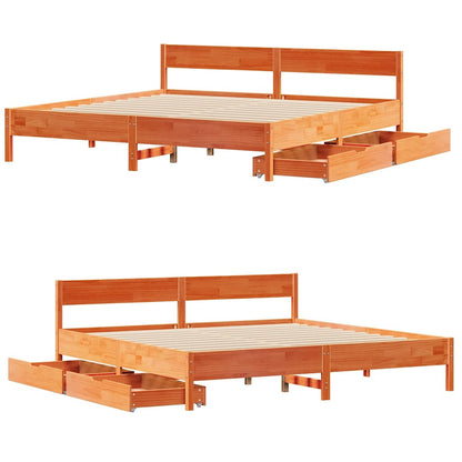 vidaXL Bed Frame without Mattress Wax Brown 160x200 cm Solid Wood Pine