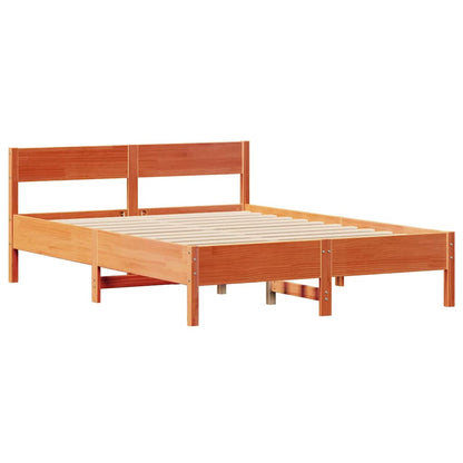 vidaXL Bed Frame without Mattress Wax Brown 150x200 cm King Size Solid Wood Pine