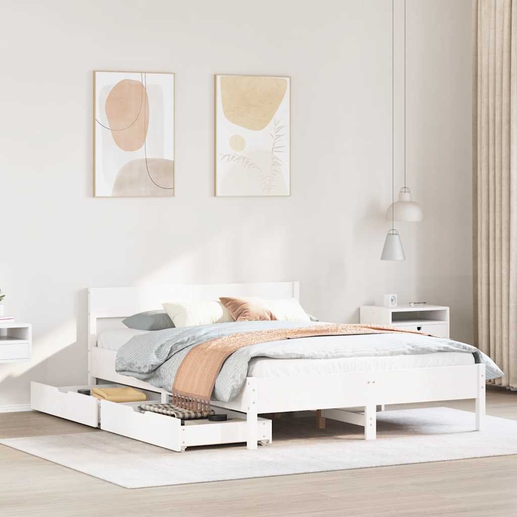 vidaXL Bed Frame without Mattress White 140x200 cm Solid Wood Pine
