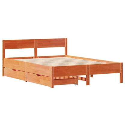 vidaXL Bed Frame without Mattress Wax Brown 140x200 cm Solid Wood Pine