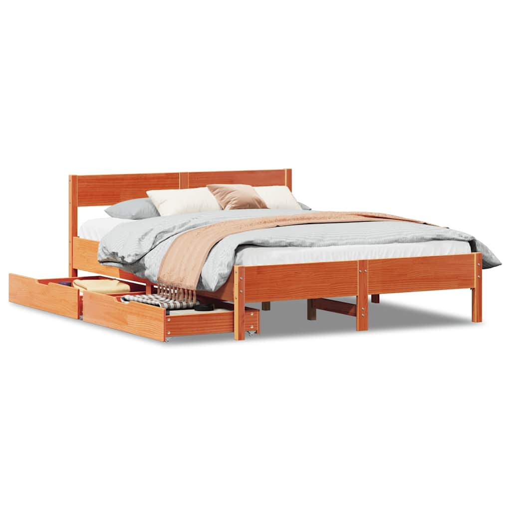 vidaXL Bed Frame without Mattress Wax Brown 120x200 cm Solid Wood Pine