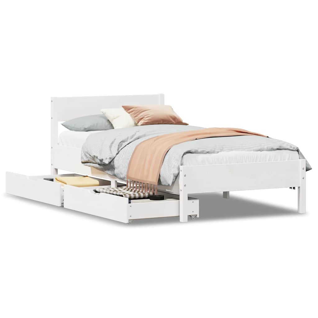 vidaXL Bed Frame without Mattress White 100x200 cm Solid Wood Pine
