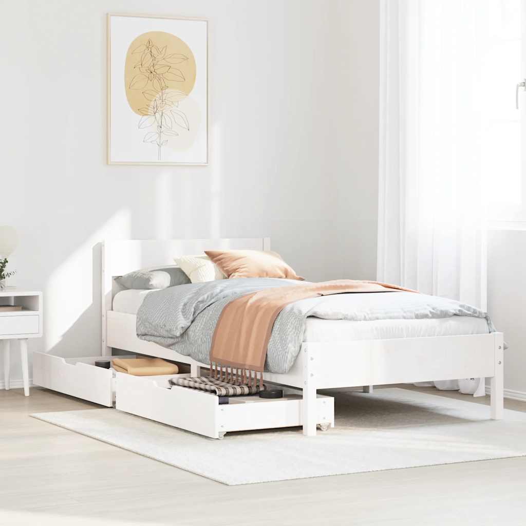 vidaXL Bed Frame without Mattress White 100x200 cm Solid Wood Pine