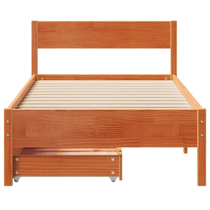 vidaXL Bed Frame without Mattress Wax Brown 100x200 cm Solid Wood Pine