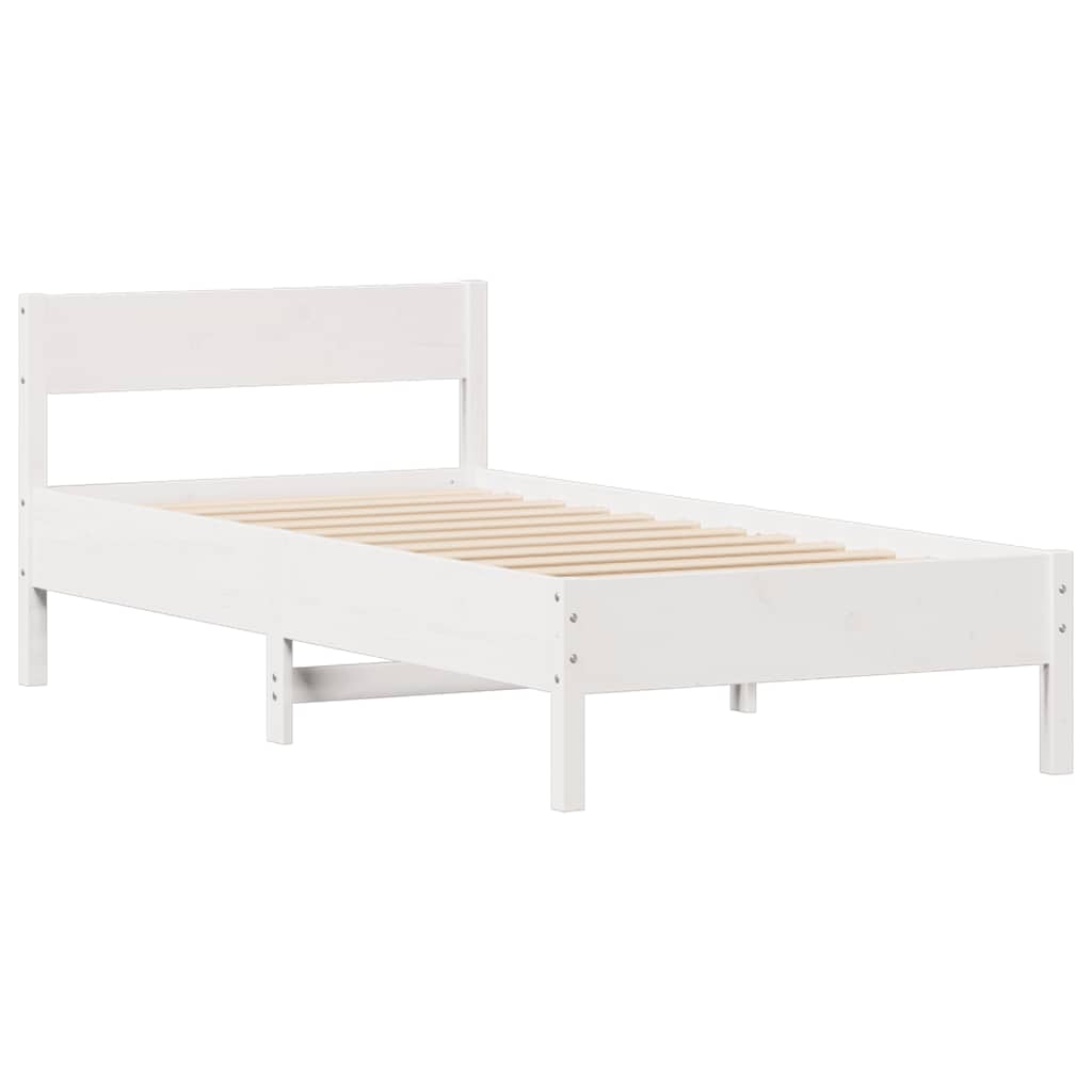 vidaXL Bed Frame without Mattress White 90x200 cm Solid Wood Pine