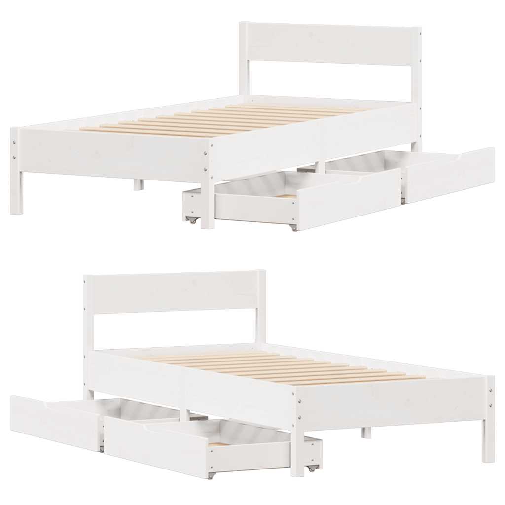 vidaXL Bed Frame without Mattress White 90x200 cm Solid Wood Pine
