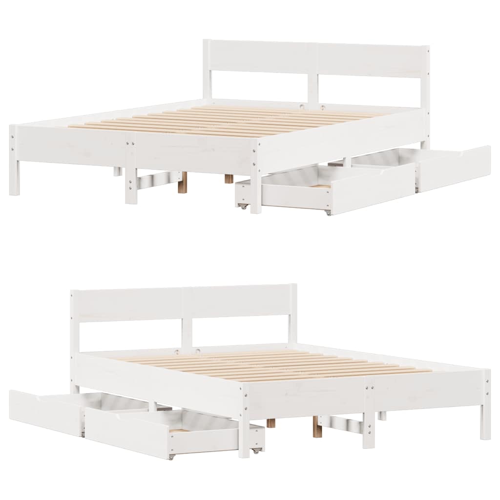 vidaXL Bed Frame without Mattress White 140x190 cm Solid Wood Pine