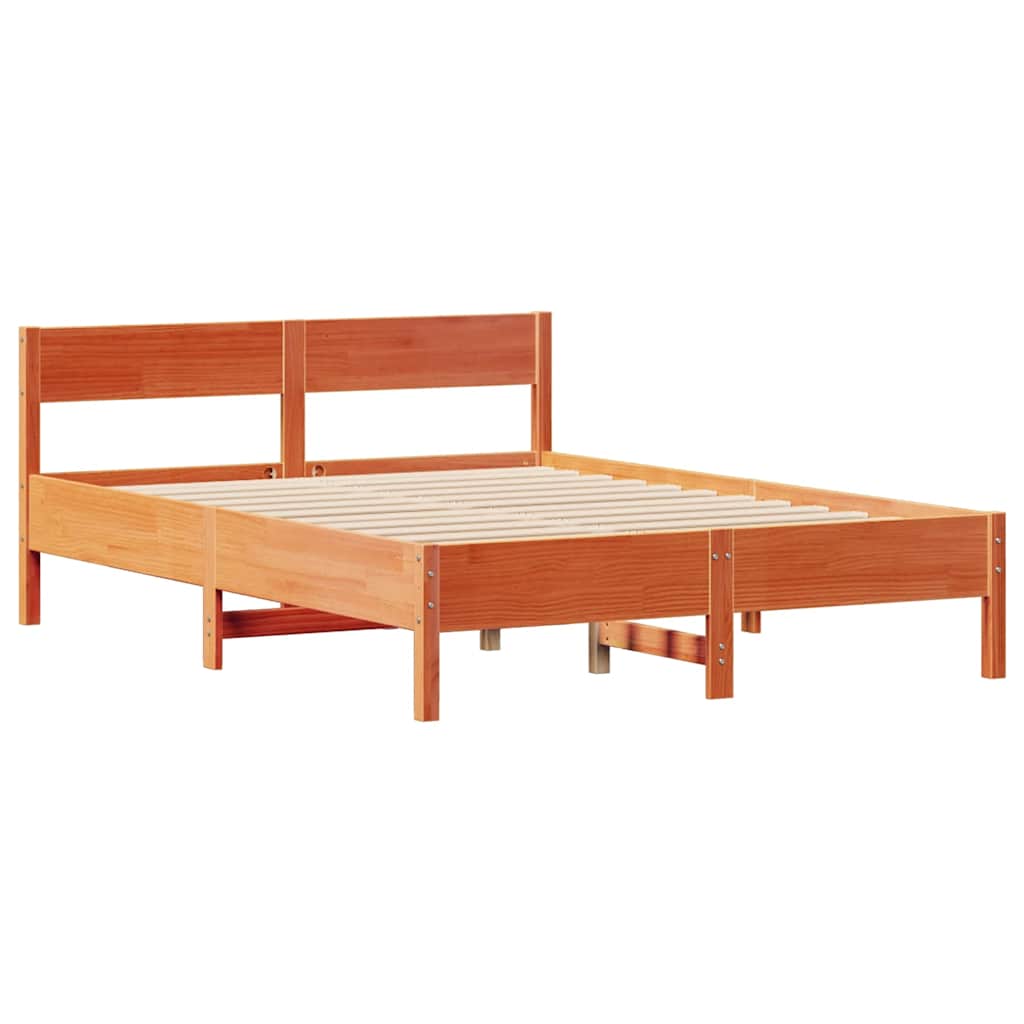 vidaXL Bed Frame without Mattress Wax Brown 140x190 cm Solid Wood Pine