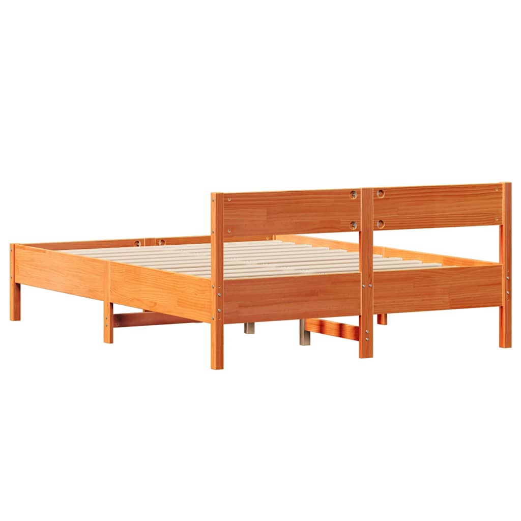 vidaXL Bed Frame without Mattress Wax Brown 140x190 cm Solid Wood Pine