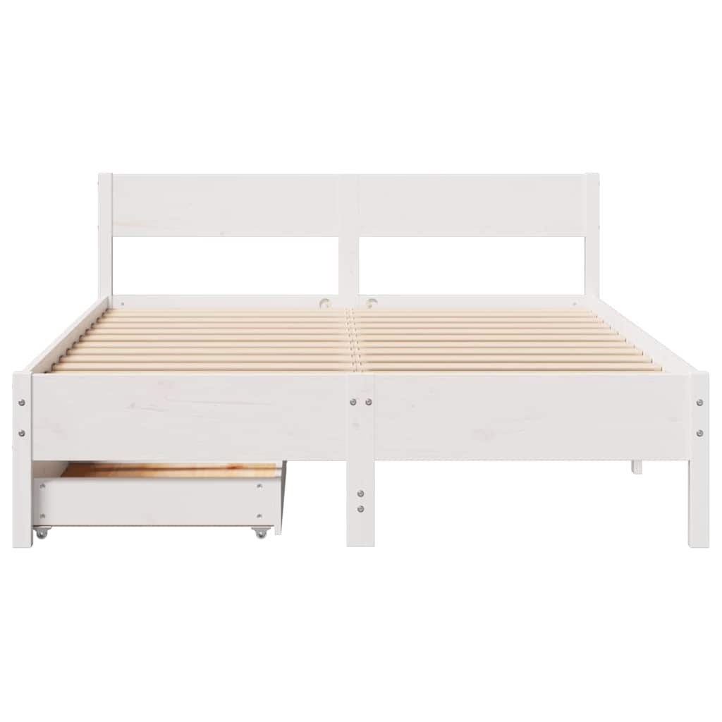 vidaXL Bed Frame without Mattress White 135x190 cm Double Solid Wood Pine