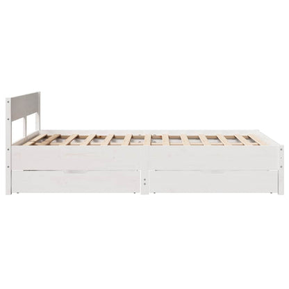 vidaXL Bed Frame without Mattress White 135x190 cm Double Solid Wood Pine