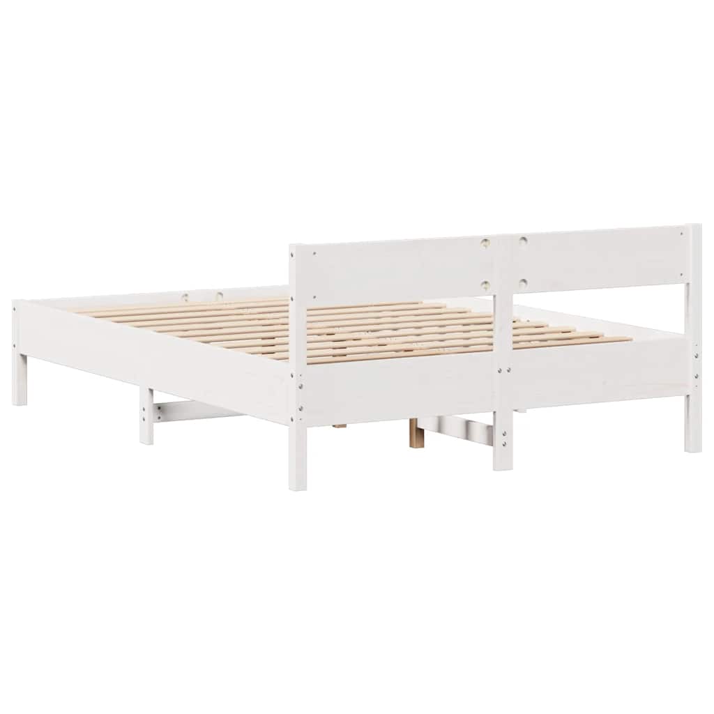 vidaXL Bed Frame without Mattress White 135x190 cm Double Solid Wood Pine