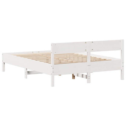 vidaXL Bed Frame without Mattress White 135x190 cm Double Solid Wood Pine
