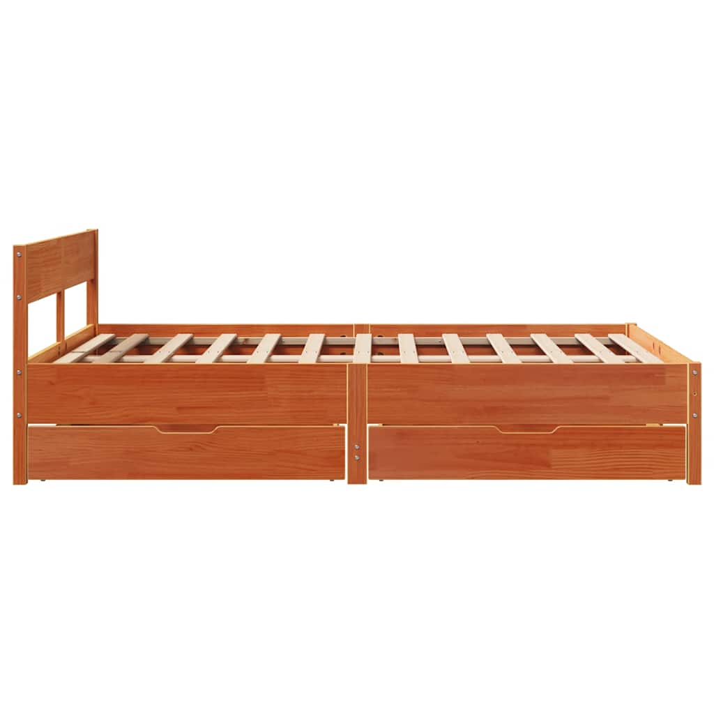 vidaXL Bed Frame without Mattress Wax Brown 135x190 cm Double Solid Wood Pine
