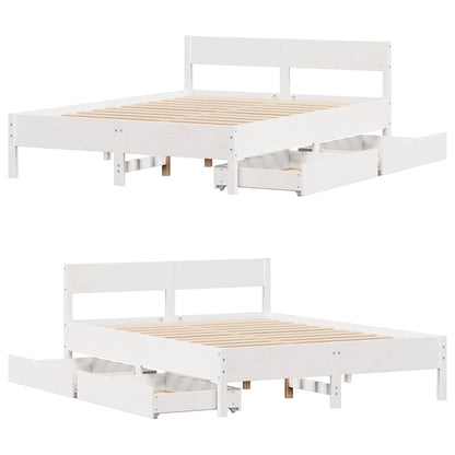 vidaXL Bed Frame without Mattress White 120x190 cm Small Double Solid Wood Pine