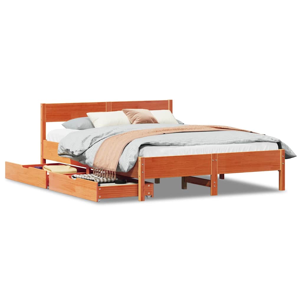 vidaXL Bed Frame without Mattress Wax Brown 120x190 cm Small Double Solid Wood Pine