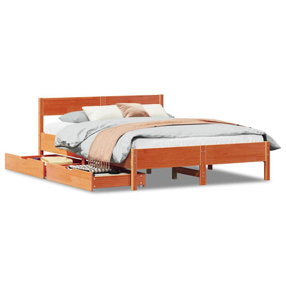 vidaXL Bed Frame without Mattress Wax Brown 120x190 cm Small Double Solid Wood Pine