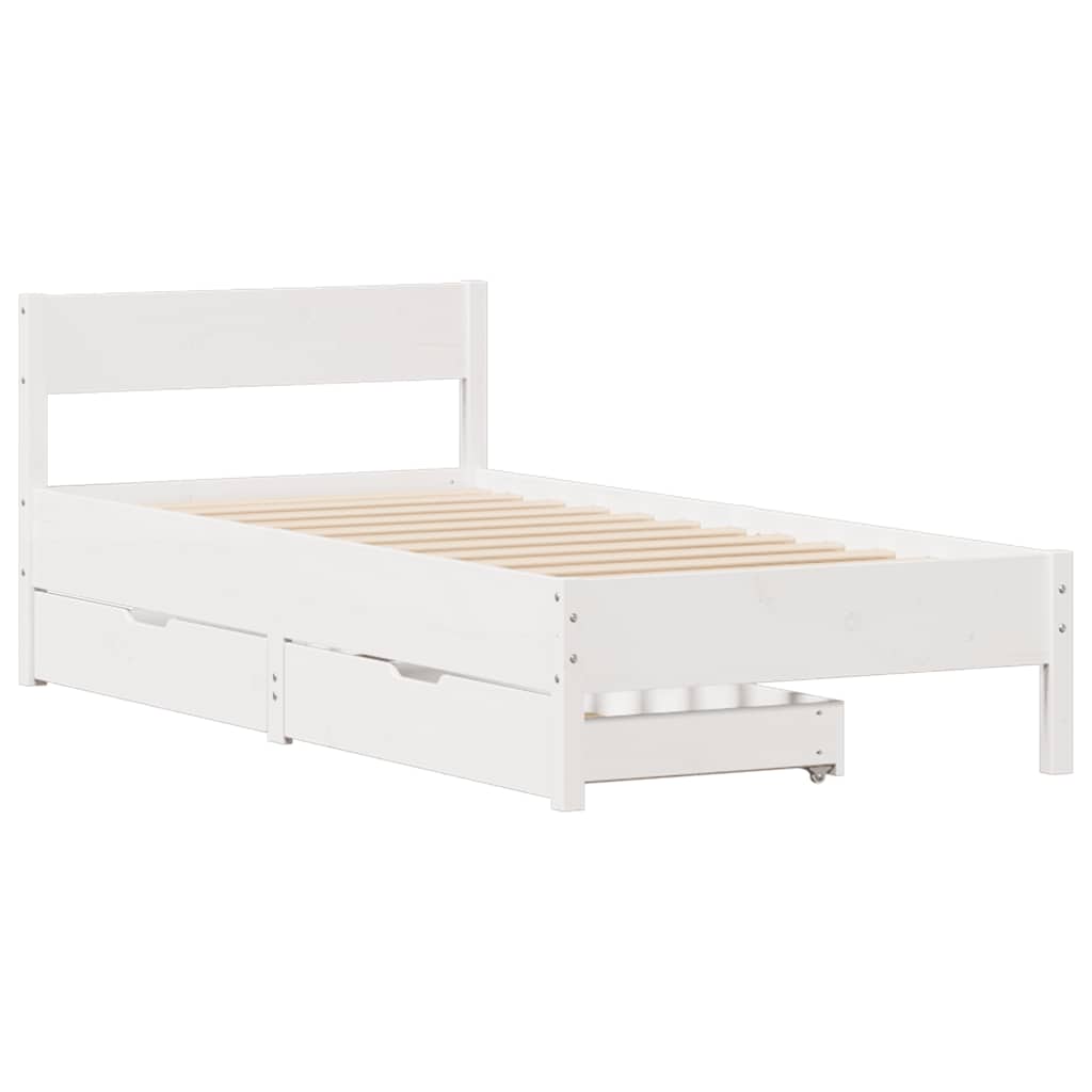 vidaXL Bed Frame without Mattress White 90x190 cm Single Solid Wood Pine