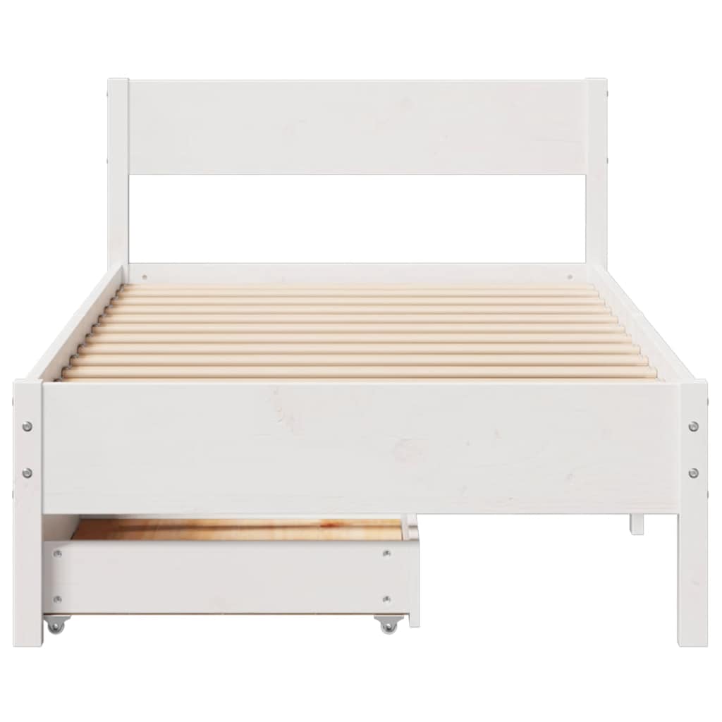 vidaXL Bed Frame without Mattress White 90x190 cm Single Solid Wood Pine