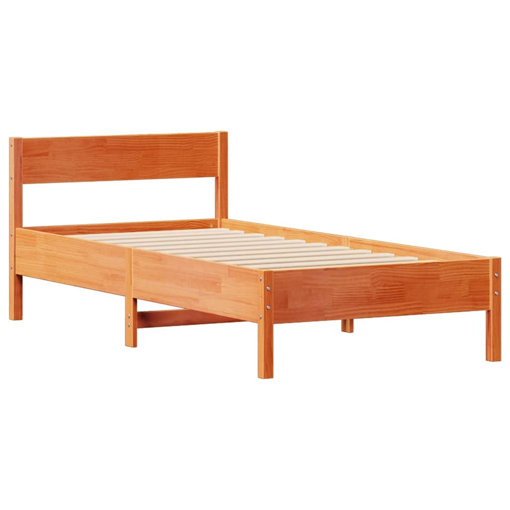 vidaXL Bed Frame without Mattress Wax Brown 90x190 cm Single Solid Wood Pine