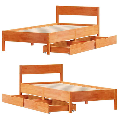 vidaXL Bed Frame without Mattress Wax Brown 90x190 cm Single Solid Wood Pine
