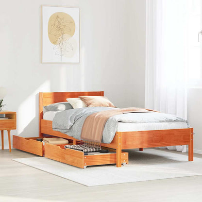 vidaXL Bed Frame without Mattress Wax Brown 90x190 cm Single Solid Wood Pine