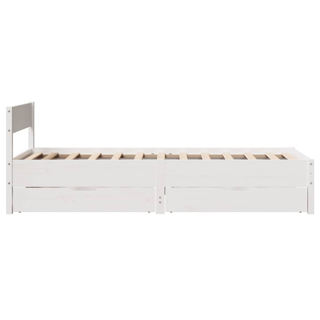 vidaXL Bed Frame without Mattress White 75x190 cm Small Single Solid Wood Pine