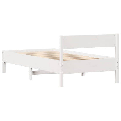 vidaXL Bed Frame without Mattress White 75x190 cm Small Single Solid Wood Pine