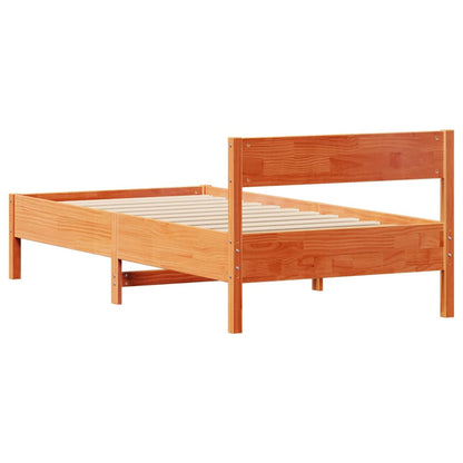vidaXL Bed Frame without Mattress Wax Brown 75x190 cm Small Single Solid Wood Pine