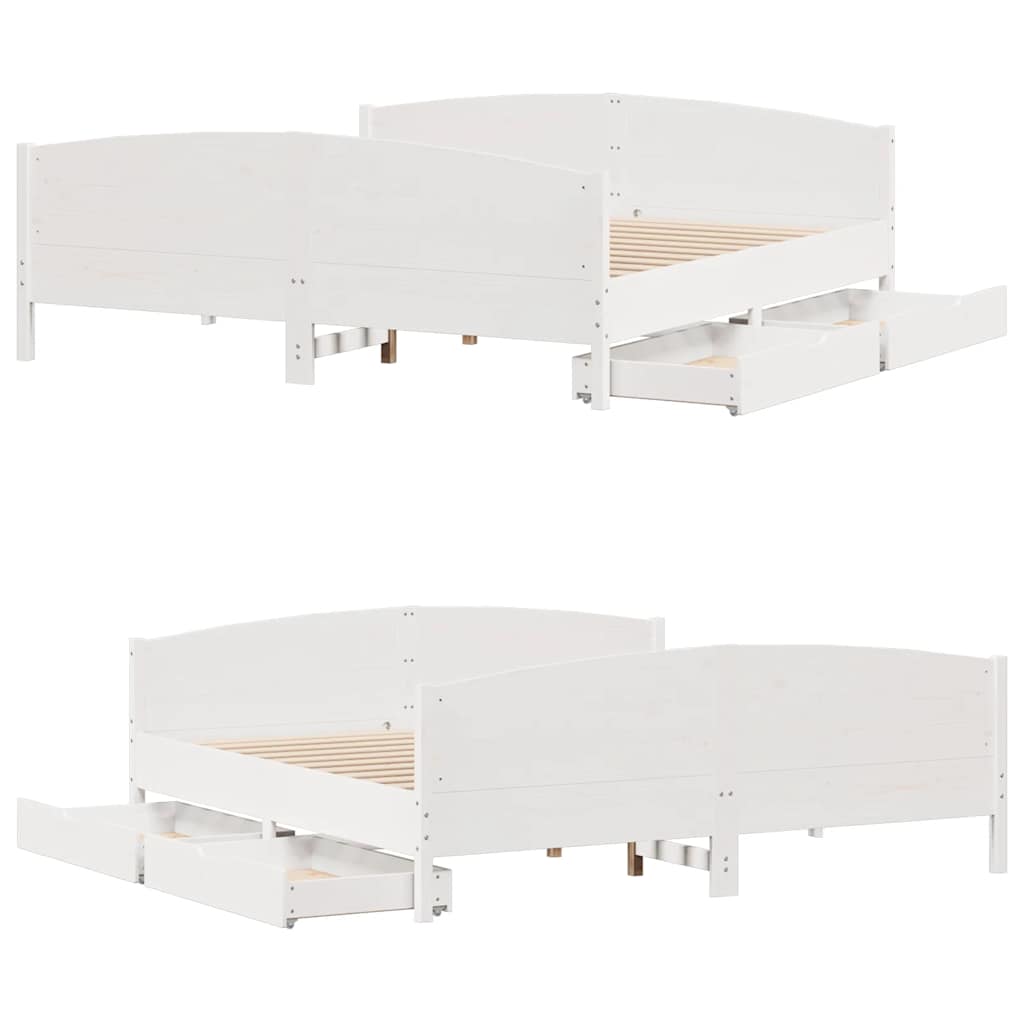 vidaXL Bed Frame without Mattress White 200x200 cm Solid Wood Pine