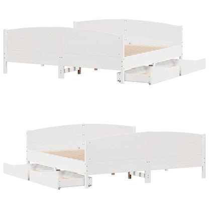 vidaXL Bed Frame without Mattress White 180x200 cm Super King Solid Wood Pine