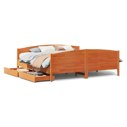 vidaXL Bed Frame without Mattress Wax Brown 180x200 cm Super King Solid Wood Pine