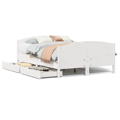 vidaXL Bed Frame without Mattress White 150x200 cm King Size Solid Wood Pine