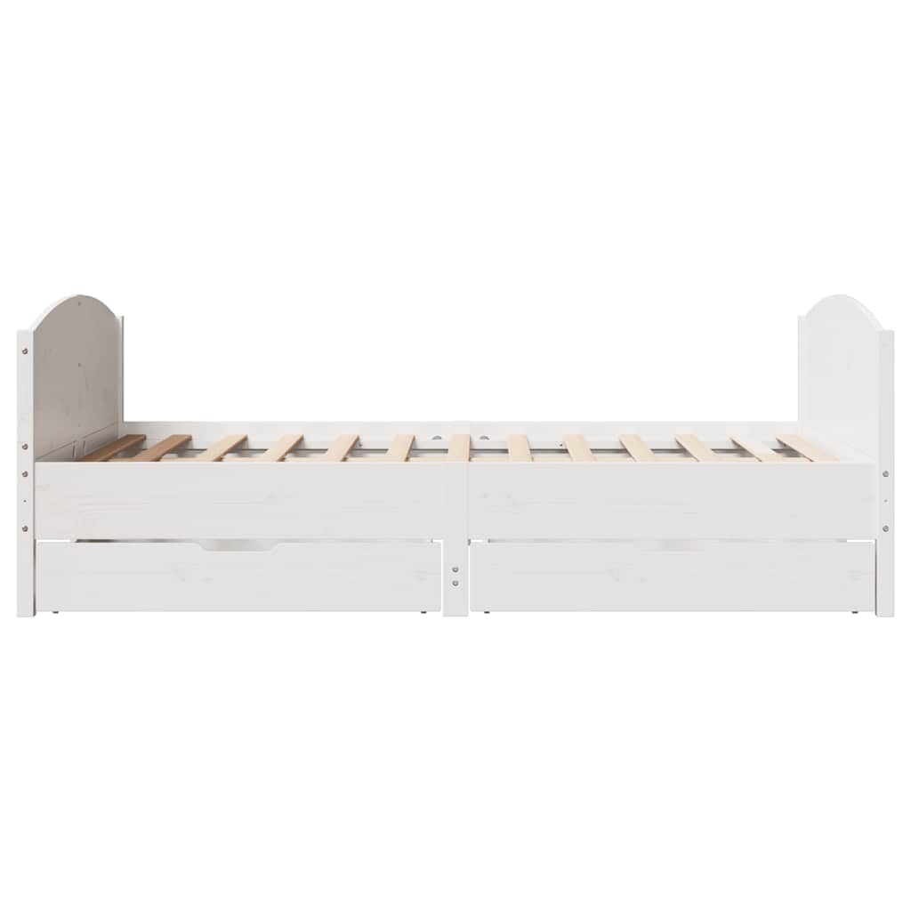 vidaXL Bed Frame without Mattress White 150x200 cm King Size Solid Wood Pine