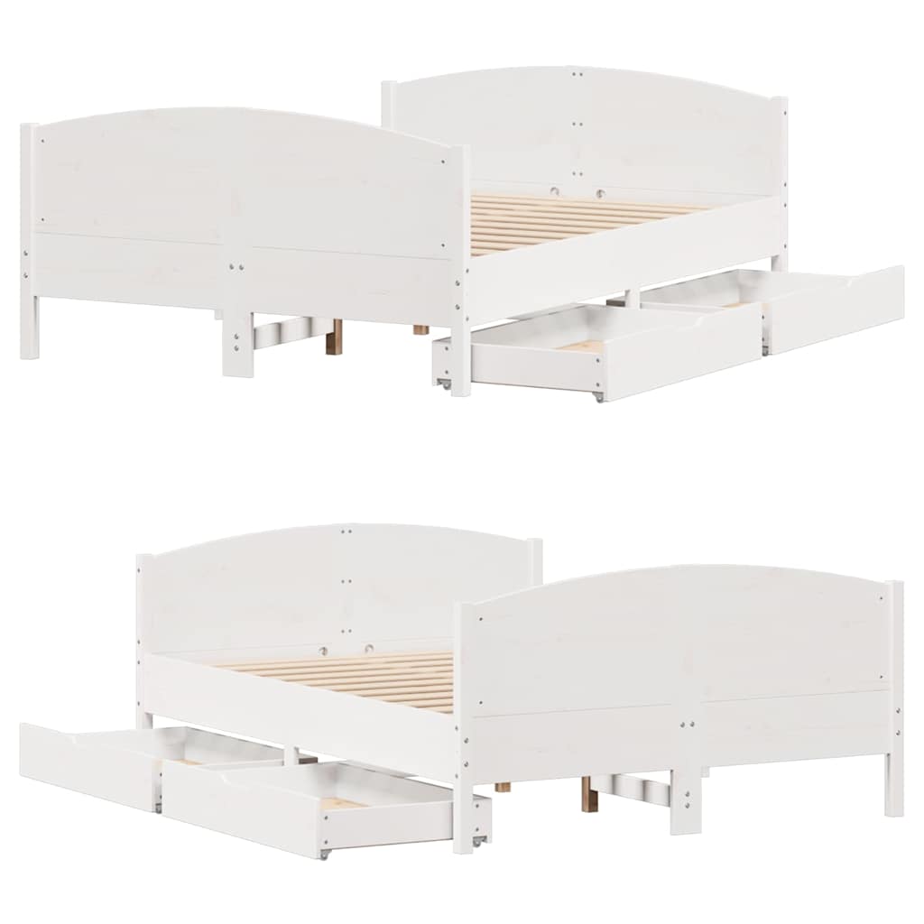 vidaXL Bed Frame without Mattress White 140x200 cm Solid Wood Pine