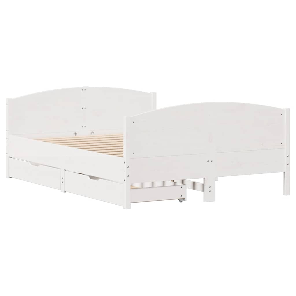 vidaXL Bed Frame without Mattress White 140x190 cm Solid Wood Pine