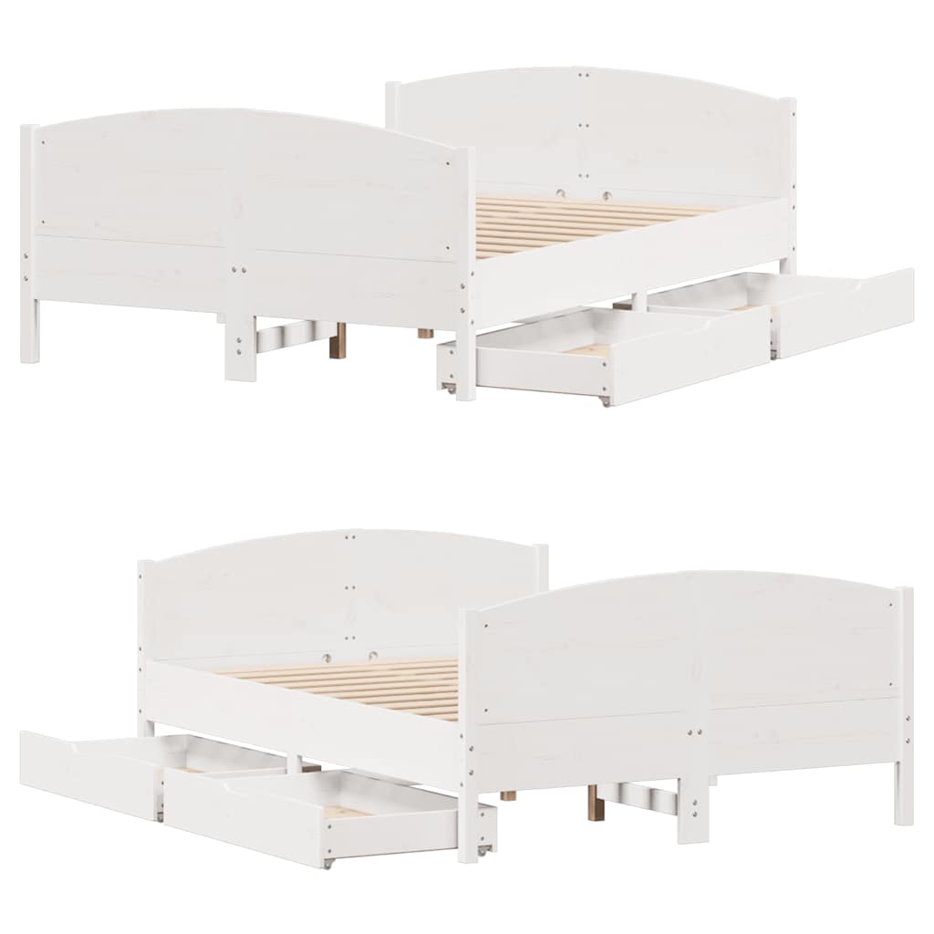 vidaXL Bed Frame without Mattress White 140x190 cm Solid Wood Pine