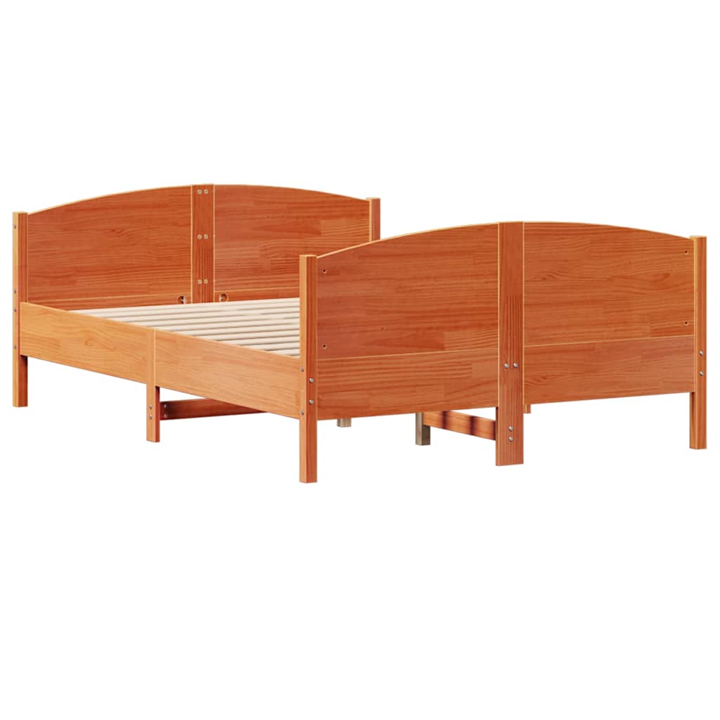 vidaXL Bed Frame without Mattress Wax Brown 140x190 cm Solid Wood Pine